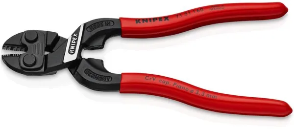Knipex KNIPEX CoBolt® S kompakti pulttileikkuri, jossa on lovi terässä, musta atramentti, muovipinnoitteella 160 mm