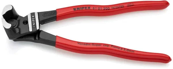 Knipex-pulttisakset, joissa on korkea välityssuhde, musta fosfatoitu, muovipäällysteiset kahvat 200 mm