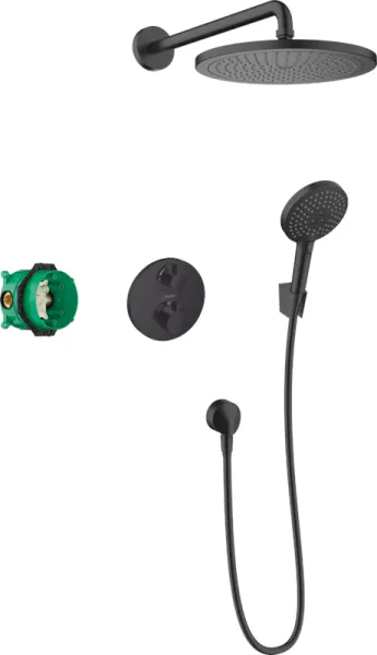 Hansgrohe Croma 280 suihkujärjestelmä Ecostat S:llä, mattamusta