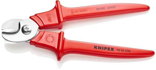 Knipex Kaapelileikkuri kahva ruiskutettu muovilla eristetty, ruiskutettu muovilla, VDE-hyväksytty 230 mm