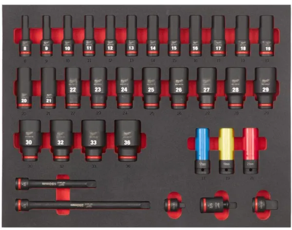 Milwaukee Iskusokärkisarja vaahtomuovissa 1/2 tuumaa 34 osaa